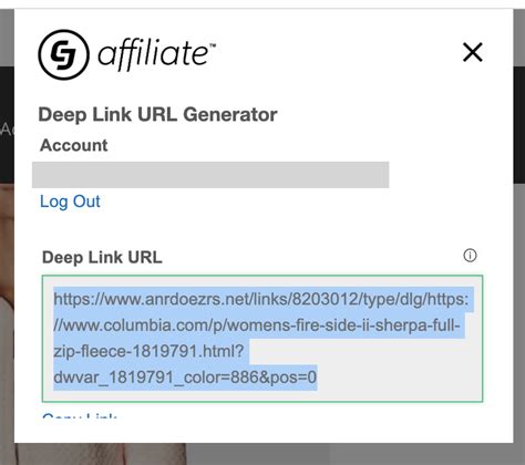 Deep Link Generator Tab .